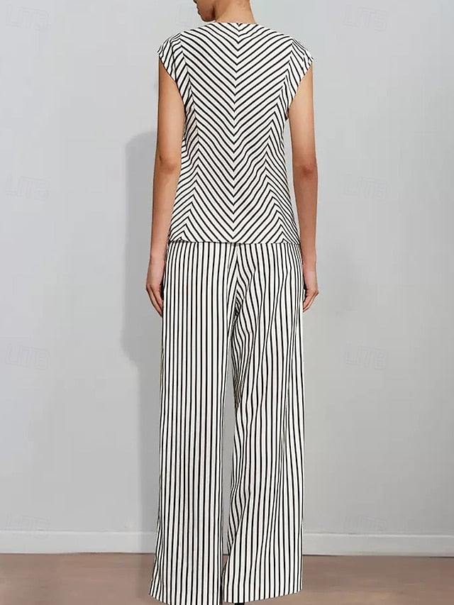 Print Pantsuit Piece Bride Mother the of Striped Two FashionChic