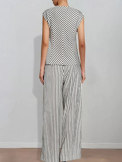 Print Pantsuit Piece Bride Mother the of Striped Two FashionChic
