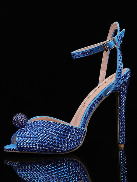Stiletto Embellished with Sandals Heel Rhinestone Women's FashionChic