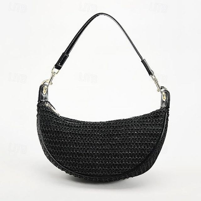 Straw Leather Women's Boho Crossbody Bag with Adjustable FashionChic
