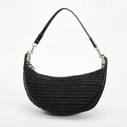 Straw Leather Women's Boho Crossbody Bag with Adjustable FashionChic