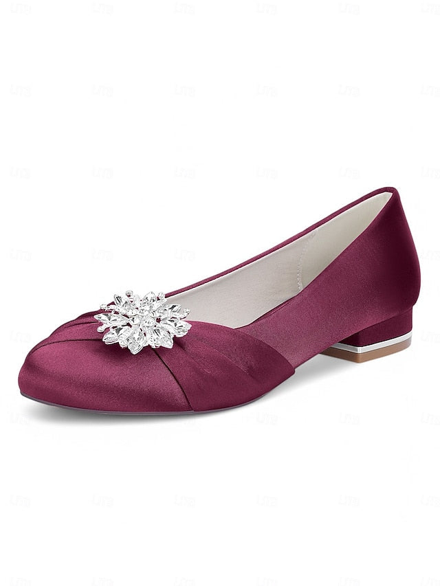Elegant Flats White – Satin Wedding Women's Crystal FashionChic