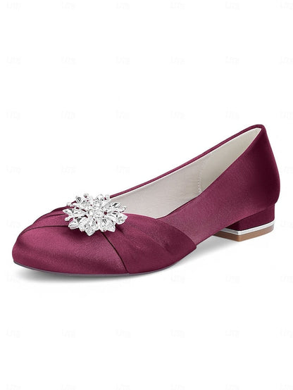 Elegant Flats White – Satin Wedding Women's Crystal FashionChic