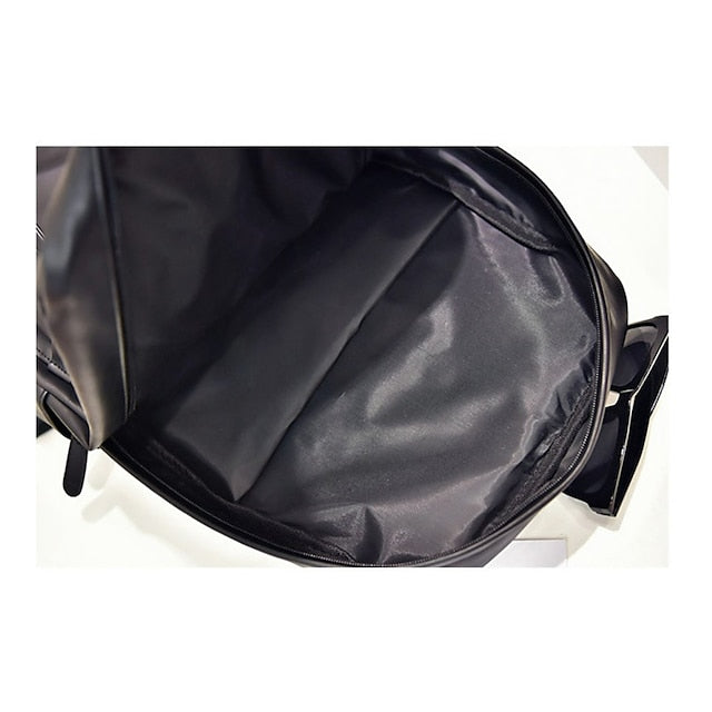 with Leather Backpack Black Faux Front Zipper Men's Pocket FashionChic