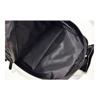 with Leather Backpack Black Faux Front Zipper Men's Pocket FashionChic
