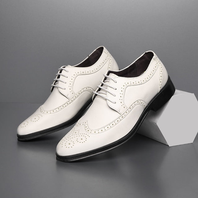 Shoes Classic – Faux Brown Men's Brogue Leather Dress FashionChic