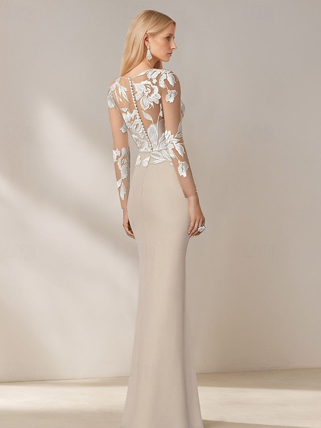 the of Bride / Mother Trumpet Dress Stretch Mermaid Crepe FashionChic