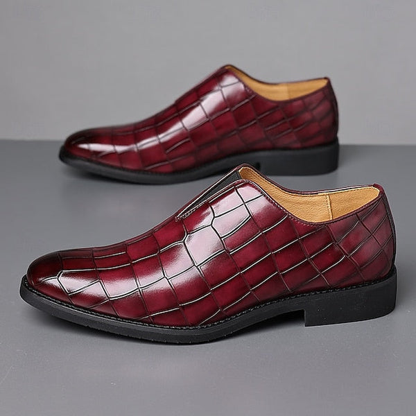 Shoes Pattern Men's Burgundy – Dress Crocodile Slip-On FashionChic