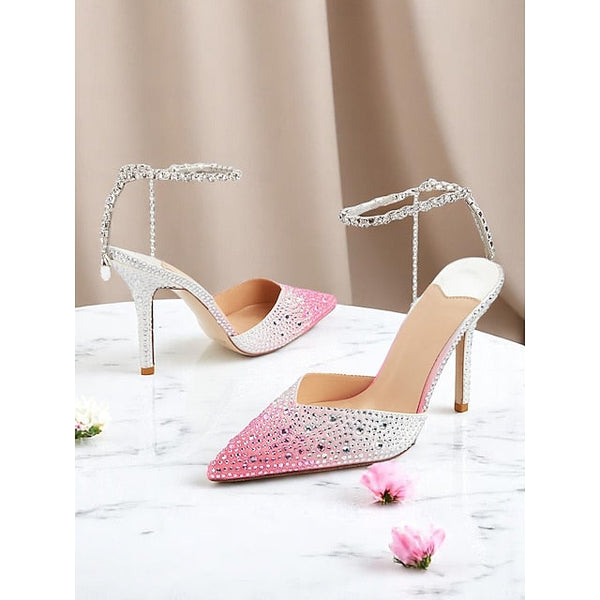 Women's - Stiletto with Crystal Slingback Gradient Heels FashionChic