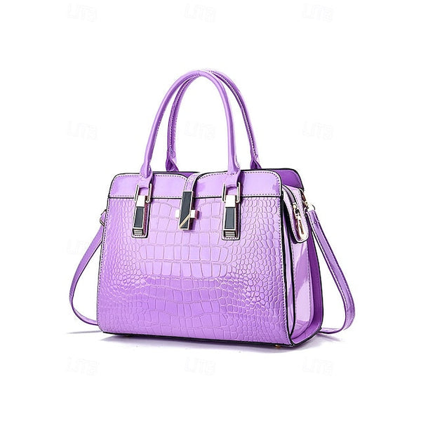 Faux - Croc Patent Women's Handbag Leather Burgundy FashionChic