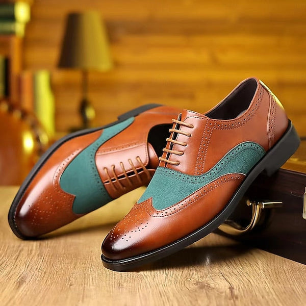 Brown – Wingtip Two-Tone Shoes Green and Men's in Oxford FashionChic