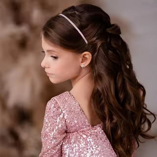 Kids Party Girls' Performance Sleeve Long Dress Color Solid FashionChic