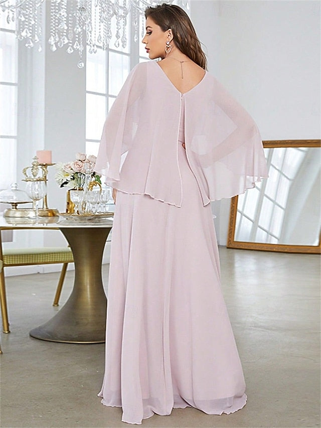 Mother V of Floor the Neck Bride Party Dress Elegant FashionChic