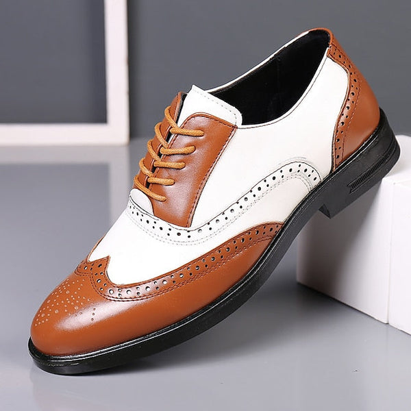 and White Shoes Men's Burgundy Wingtip Oxford Brogue FashionChic