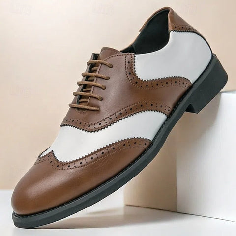 White Brogue and Shoes Oxford in Wingtip Men's Two-Tone FashionChic