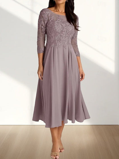Guest Bride of Crew Elegant A-Line Mother Dress Neck Wedding the FashionChic