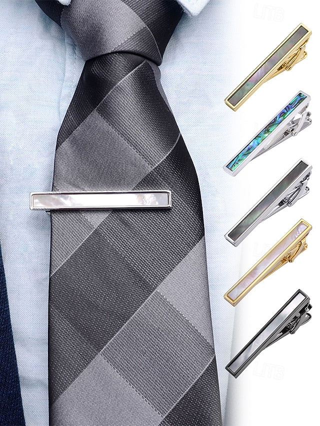 tie with and pearl brass inlaid mother clip of Men's FashionChic