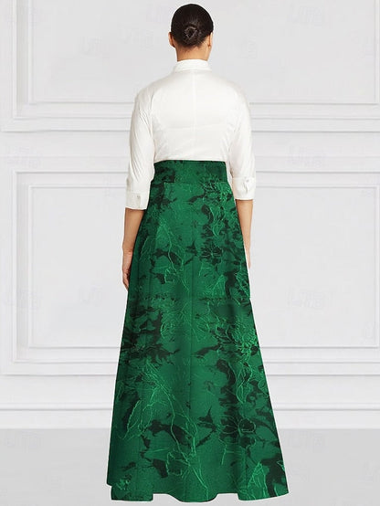 of Elegant Vintage Bride Mother the Shirt Collar Dress A-Line FashionChic
