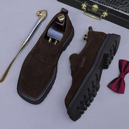 Men's Business Suede Cowhide Loafers -Classic Leather FashionChic