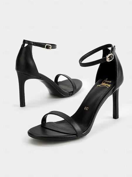 Elegant Sandals Open-Toe Strap for Black Ankle Women - Stiletto FashionChic