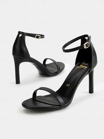 Elegant Sandals Open-Toe Strap for Black Ankle Women - Stiletto FashionChic