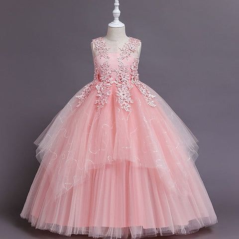 Floral Kids Line Colored Solid Girls' A Dress FashionChic