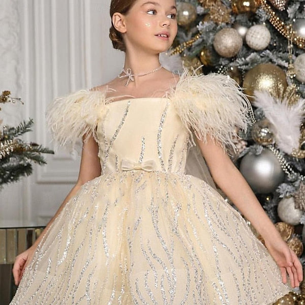 Kids Sleeveless Color Dress Girls' Party Solid Performance FashionChic