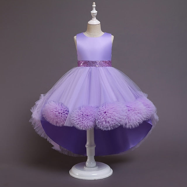 Girl Kids Girls' Flower Colored Solid Short Dress FashionChic