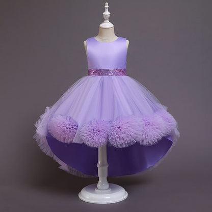 Girl Kids Girls' Flower Colored Solid Short Dress FashionChic