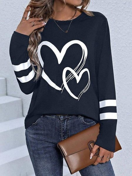 Women's T shirt Crew Neck Long Sleeve Tunic Casual Print FashionChic