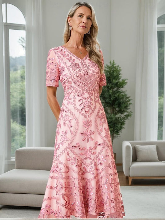 A-Line Elegant Bride Vintage V Mother Dress the Party of FashionChic