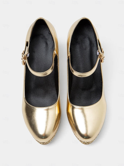 Heel Gold Sparkly Glitter Mary Block Pumps – Jane Women's FashionChic