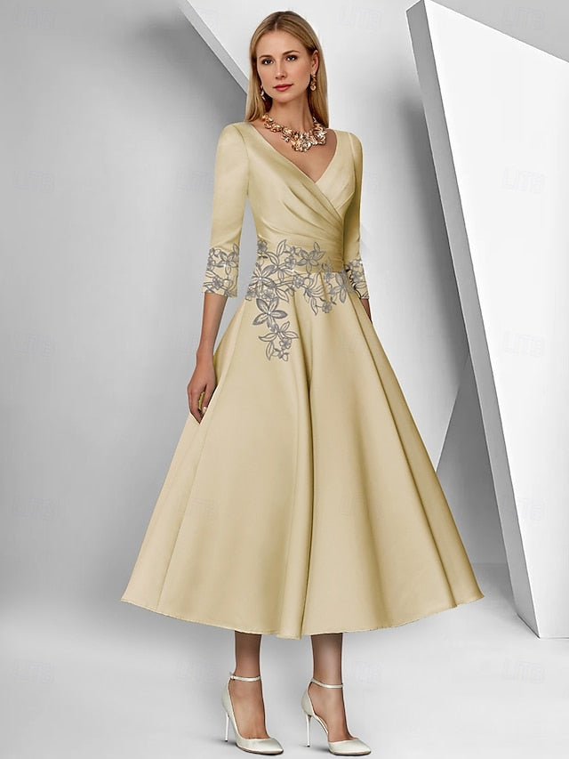 Elegant of Dress the Simple V Bride A-Line Mother Neck FashionChic