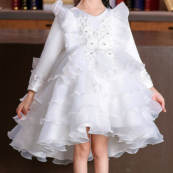 Long Wedding Party Kids Special Dress Sleeve Flower Girls' FashionChic