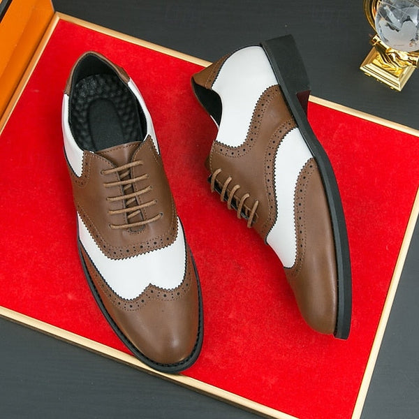 White Brogue and Shoes Oxford in Wingtip Men's Two-Tone FashionChic