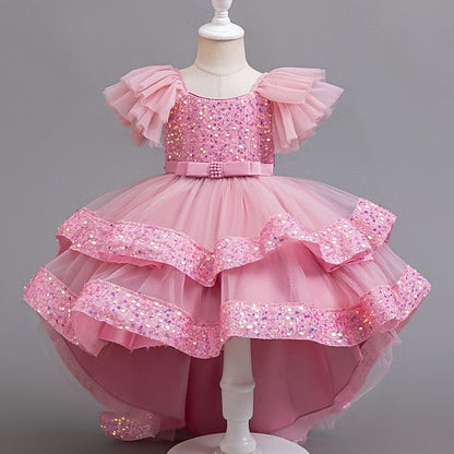 Girls' Wedding Sleeveless Dress Kids Party Special Sequin FashionChic