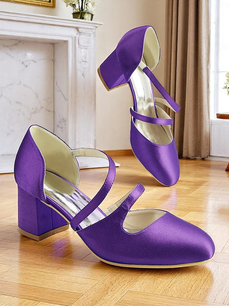 Green Elegant Women's Mary Heels 1950s Jane Satin Block – FashionChic