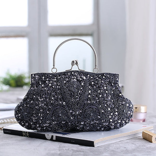 Vintage Evening Clutch Beaded Purse White Women's – FashionChic