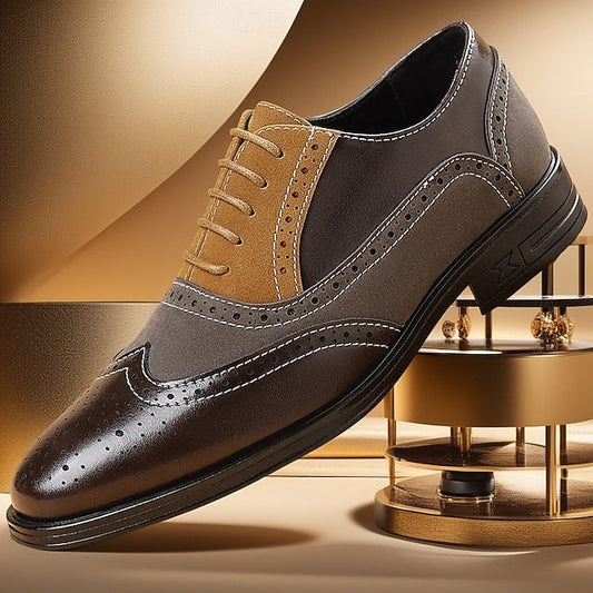 and Men's Oxford Gray Shoes Classic Brogue Brown Dress FashionChic