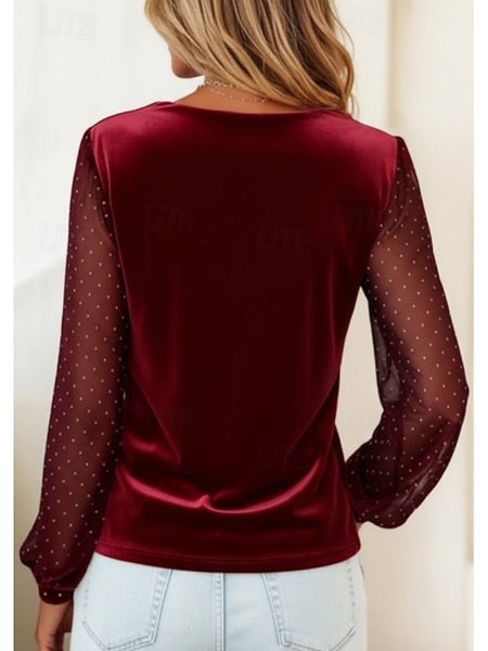 New Year Women's Velvet Solid Color Stylish Long Sleeve FashionChic