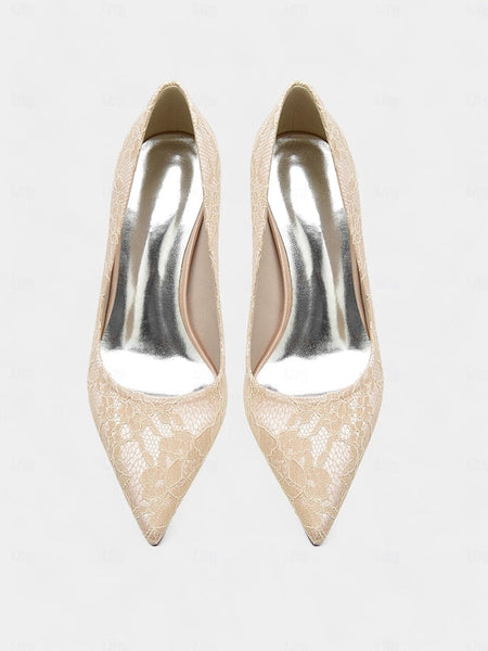 Stiletto Lace-Embroidered - Pointed-Toe Women's Heels FashionChic