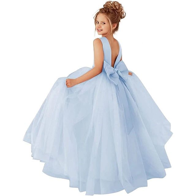 Girls' Party Solid Dress Color Flower Girl Kids FashionChic