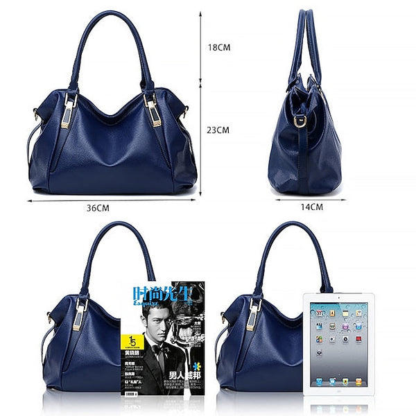 Handles Women’s and Top Faux with Handbag Black Leather FashionChic