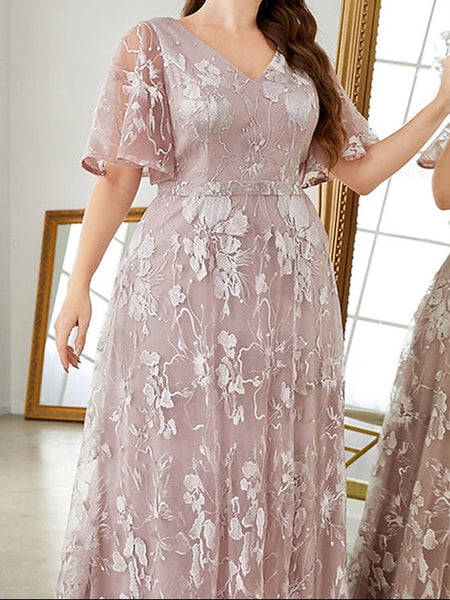 Neck Plus of Curve Dress the Size Mother Elegant Bride V FashionChic