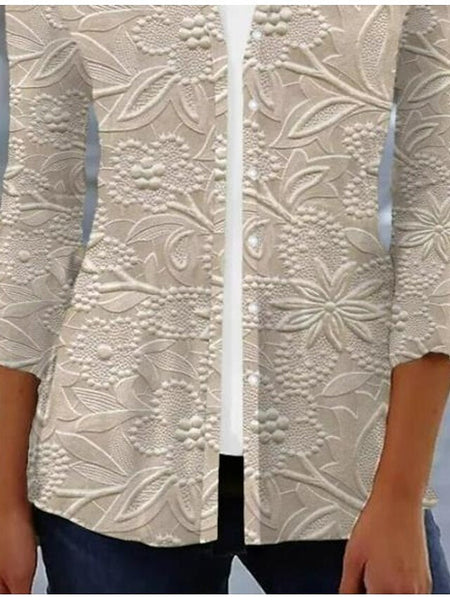 Women's Shirt 3D Print Floral Butterfly Basic 3/4 Length FashionChic