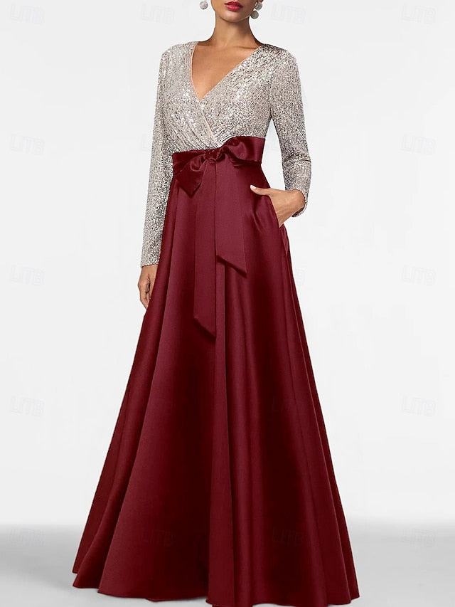 Evening Length Floor Formal Dress A-Line Elegant Long Gown FashionChic