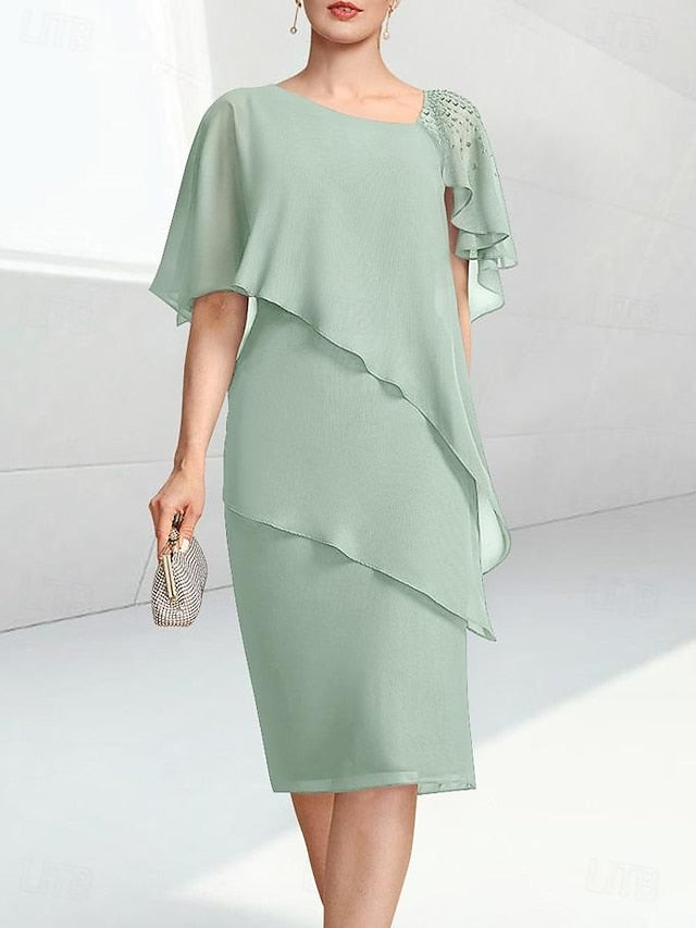 Bride Mother Beach Dress Jewel Elegant Wedding of the Sheath FashionChic
