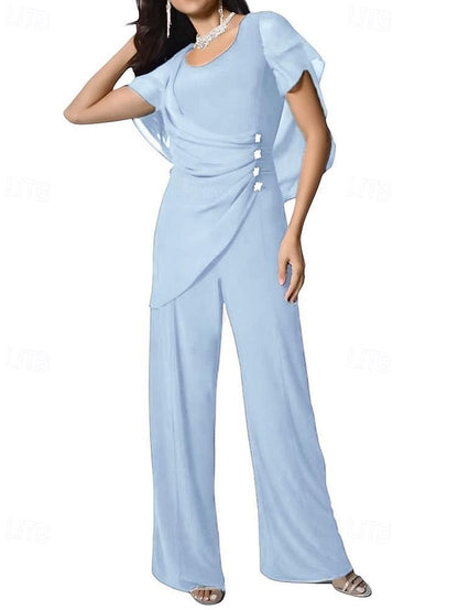 Elegant of Bride Mother Jumpsuit / Pantsuit Cape Dress the FashionChic