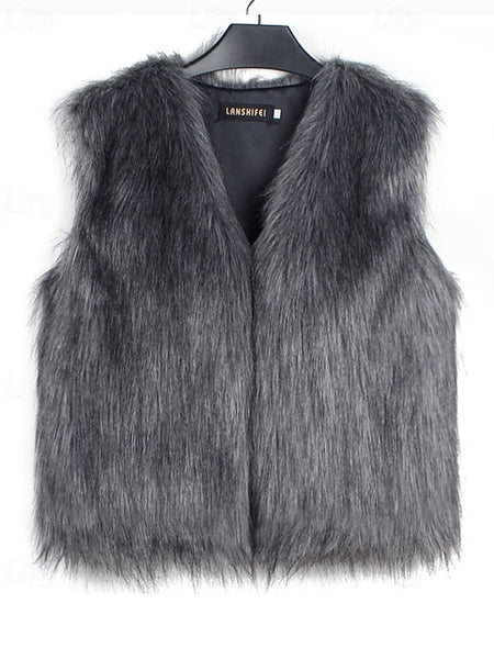 Vest Coat Women's Leathers Comfortable Furs Faux Fur FashionChic