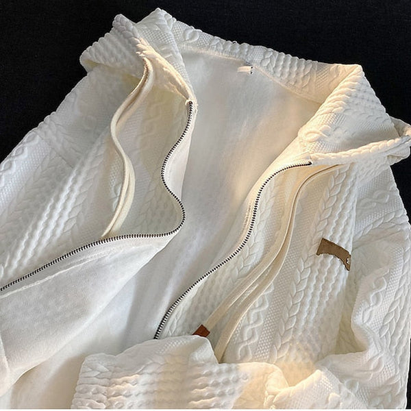 Women's Zip Up Hoodie Sweatshirt Active Sportswear Textured FashionChic